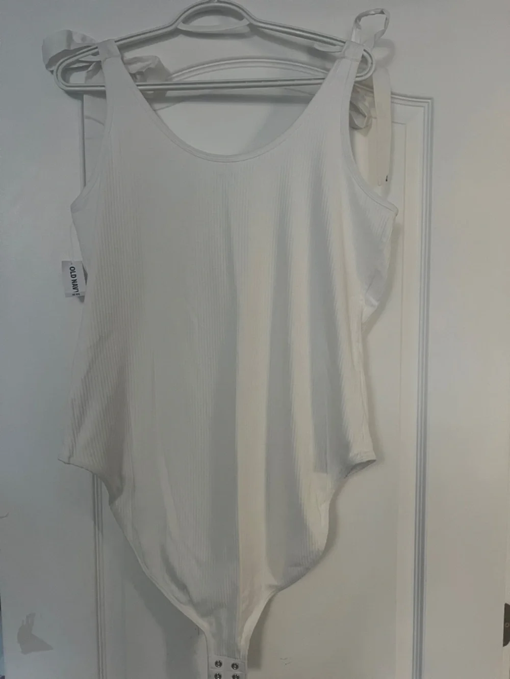 NWT Old Navy White Tie-Shoulder Ribbed Tank Body Suit XXL - Picture 10 of 15